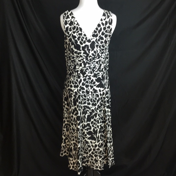 Harold’s black and white silk print dress size 6 - Picture 2 of 7